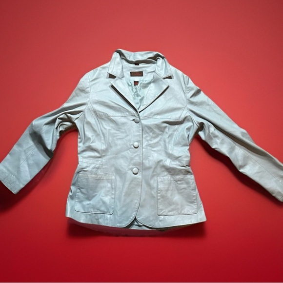 Vintage Blue Light blue Danier Blazer Skirt suit size Large Blazer 12 Skirt - Picture 3 of 8